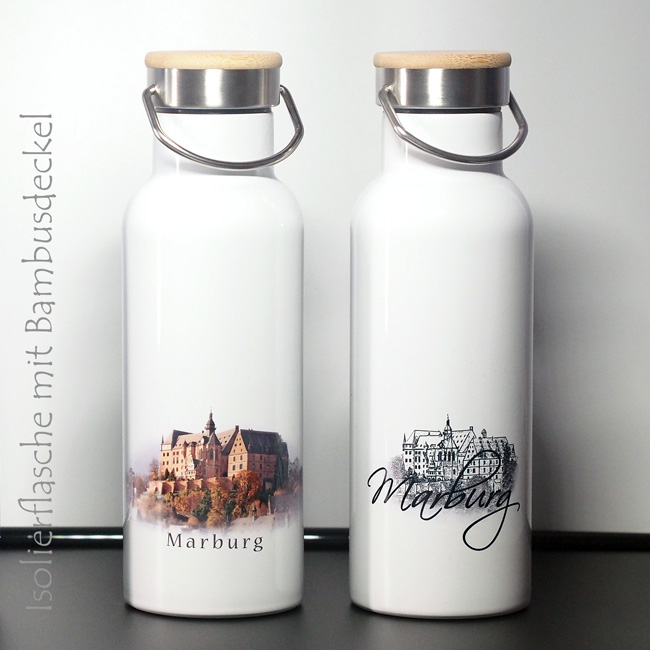 Trinkflasche mit Bambusdeckel - Marburg-Impressionen.de